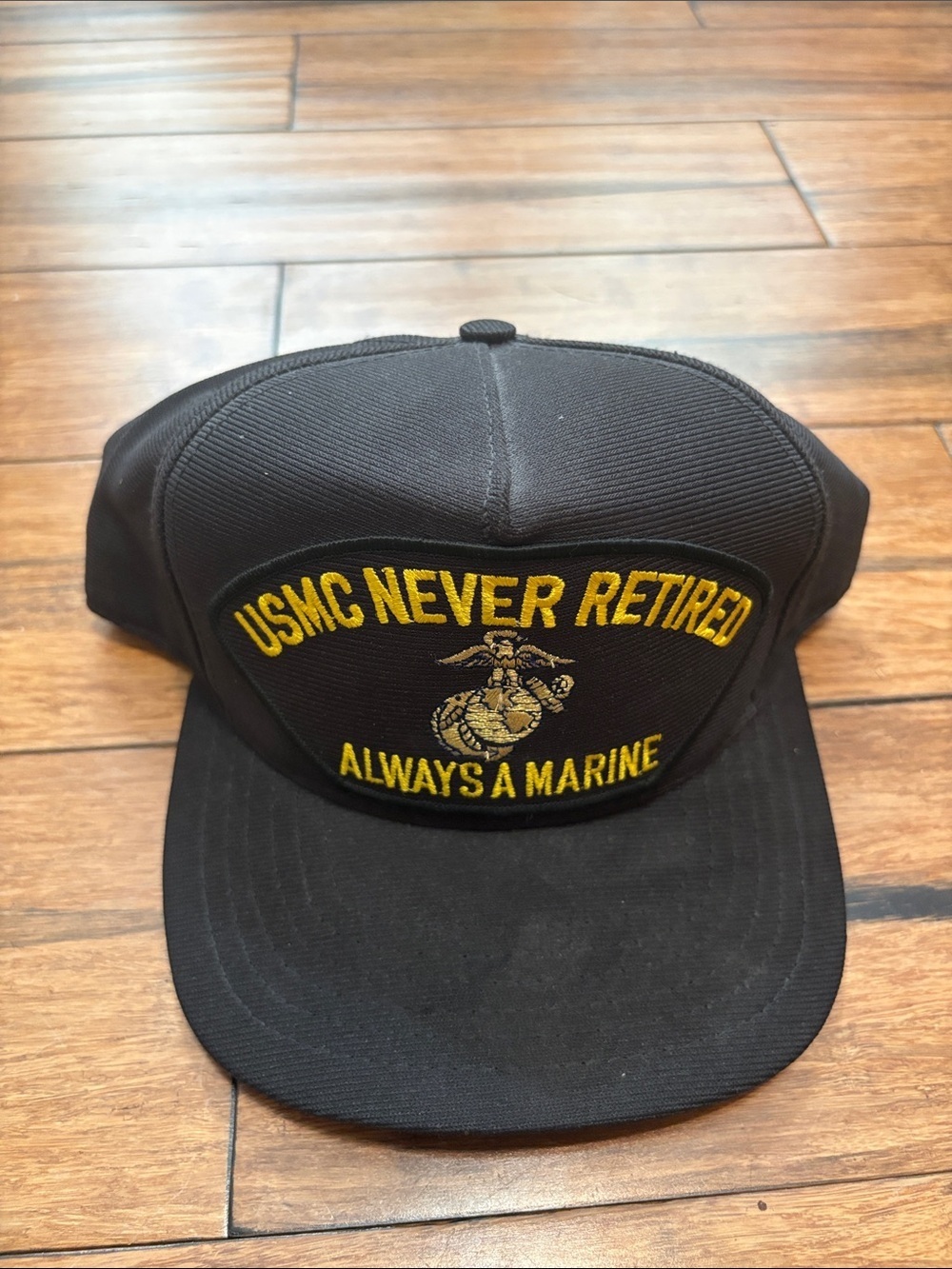 Vintage USMC Never Retired Always A Marine Snapback Hat Cap Black